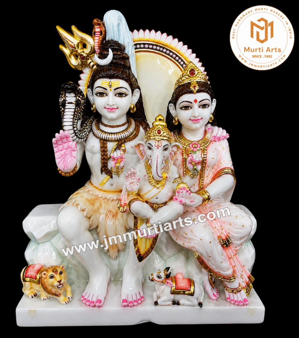 Gauri Shankar Marble Statue handcrafted from premium Makrana Marble by Jaimini Marble Murti Arts